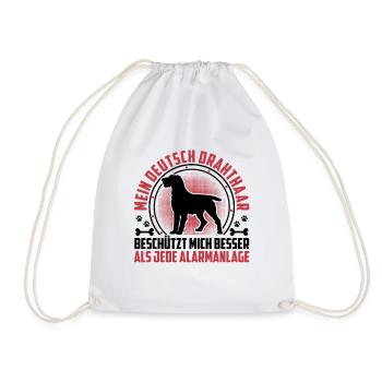 German wirehaired dog protects me better - Drawstring Bag - white - Front
