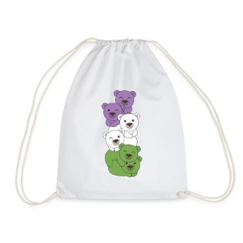 Genderqueer Drapeau Fierté LGBTQ Ours mignon - Sac de sport léger - blanc - Devant