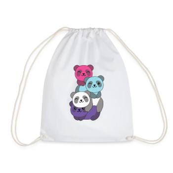 Multisexual Flag Pride LGBTQ Cute Pandas - Drawstring Bag - white - Front