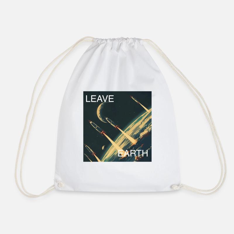 Retro Style Plakat Raumfahrt „Leave Earth“ - Turnbeutel - Weiß