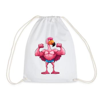 Flamingo Muskeln Fitness Bodybuilding Kraftsport - Turnbeutel - Weiß - Vorne