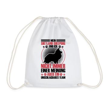 Sheltie is unbeatable Shetland Sheepdog - Drawstring Bag - white - Front