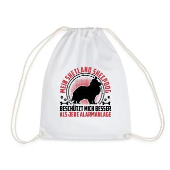 Sheltie Protects Me Shetland Sheepdog - Drawstring Bag - white - Front