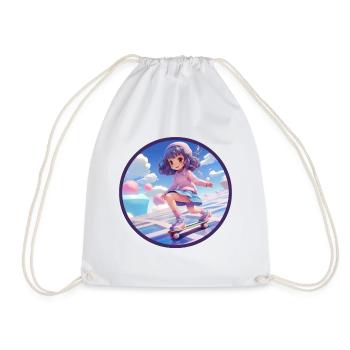 Chibi Skateboard Anime Fille Vaporwave Géométrique - Sac de sport léger - blanc - Devant