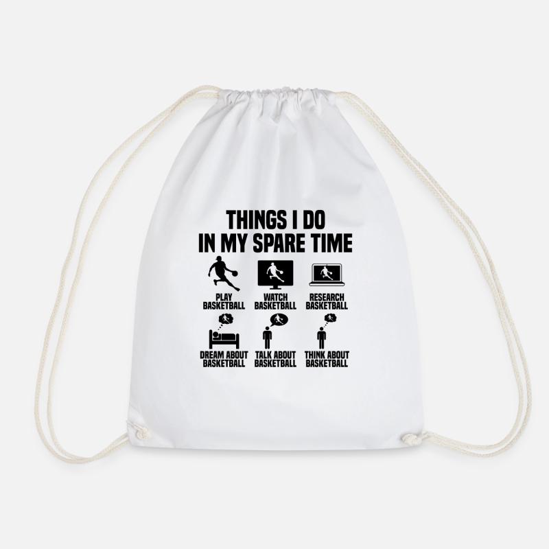Dinge die ich in meiner Freizeit mache Basketball - Turnbeutel - Weiß