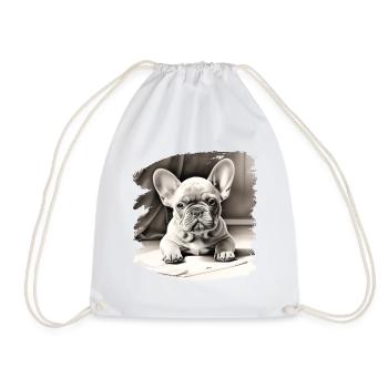 Dessin de chiot bouledogue français - Sac de sport léger - blanc - Devant