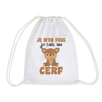 Je m'en fous je suis un cerf - sweet deer - Drawstring Bag - white - Front