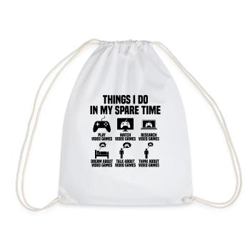 Things I do in my spare time: Gaming - Drawstring Bag - white - Front