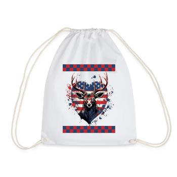 Coeur en forme de drapeau américain nuit ciel étoiles - Sac de sport léger - blanc - Devant