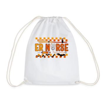 Halloween Shirt, ER Nurse Tee, Gift For Emergency - Drawstring Bag - white - Front