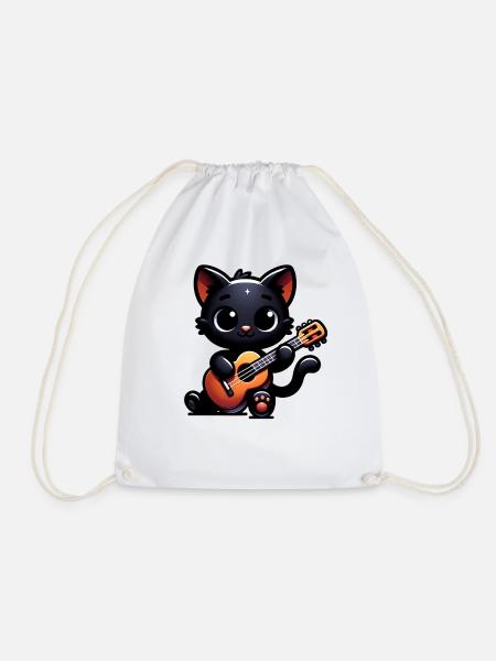 Musiker Schwarze Katze Gitarrist Bombay Katzen - Turnbeutel - Weiß