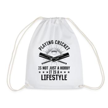 Playing cricket is not just a hobby it is a lifest - Drawstring Bag - white - Front
