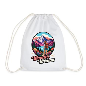 Wander Woman Wandern Wanderwoman Berge Natur Retro - Turnbeutel - Weiß - Vorne