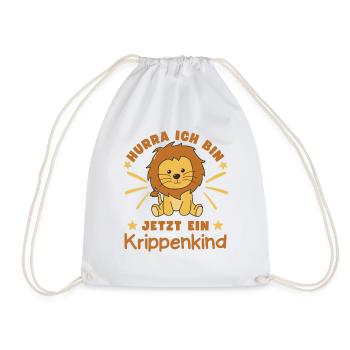 Hooray, I'm a crib kid now Leo - Drawstring Bag - white - Front