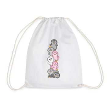 Demigirl Flag Pride LGBTQ Cute Penguin - Drawstring Bag - white - Front