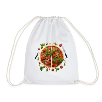 Pizza Garden Harvesting Green Thumb - Drawstring Bag - white - Front