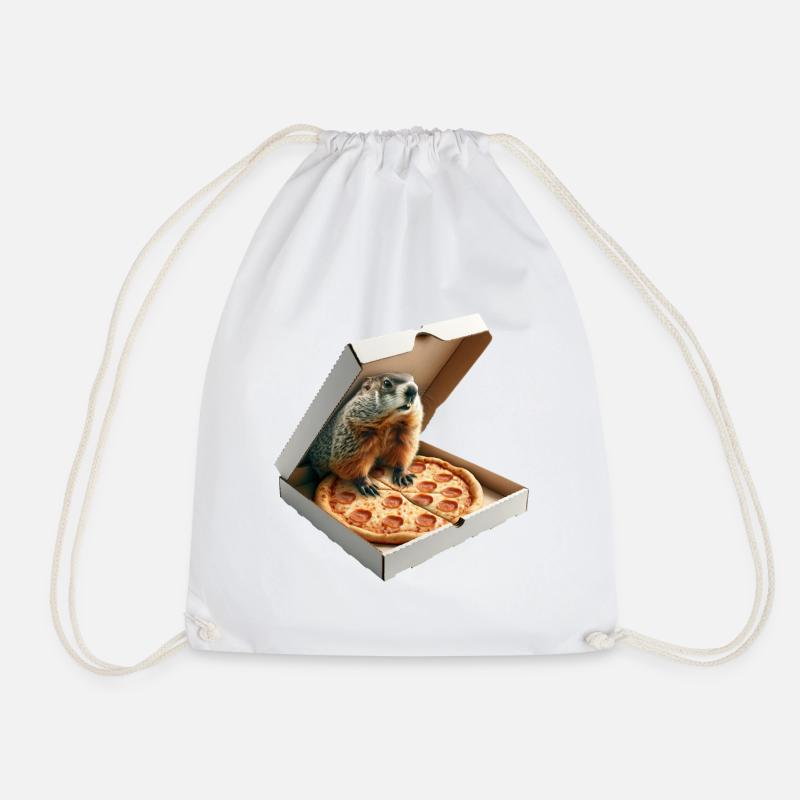 Pizza liebende Murmeltier Tag Vorhersage - Turnbeutel - Weiß
