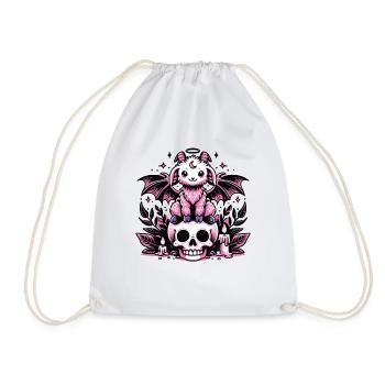 Kawaii Pastel Goth Mignon Effrayant Chèvre Chauve-Souris - Sac de sport léger - blanc - Devant