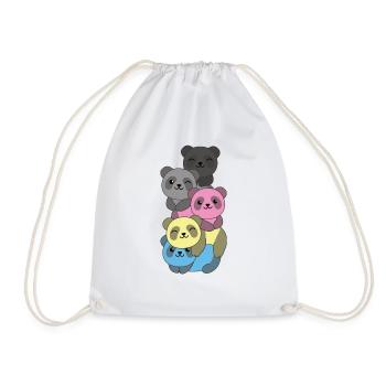 Polygender Flag Pride LGBTQ Cute Panda - Drawstring Bag - white - Front