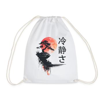 Japan Landscape Calmness Bonsai Tree Aesthetic - Drawstring Bag - white - Front