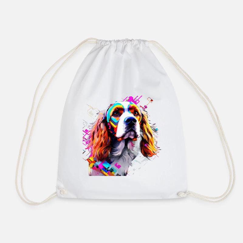 Englischer Cocker Spaniel künstlerisch gestaltet - Turnbeutel - Weiß