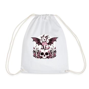 Kawaii Pastel Goth Cute Creepy Ziege Fledermaus - Turnbeutel - Weiß - Vorne