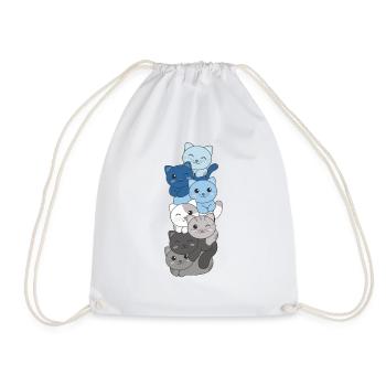 Faunflux Flag Pride LGBTQ Cute Cat Stack - Drawstring Bag - white - Front