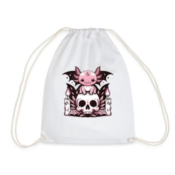 Kawaii Pastel Goth Cute Creepy Axolotl Fledermaus - Turnbeutel - Weiß - Vorne