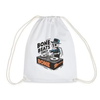 Bone Beats Only Vintage Skeleton DJ Mixing Musik - Turnbeutel - Weiß - Vorne