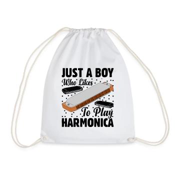Just A Boy Who Likes To Play Harmonica - Drawstring Bag - white - Front