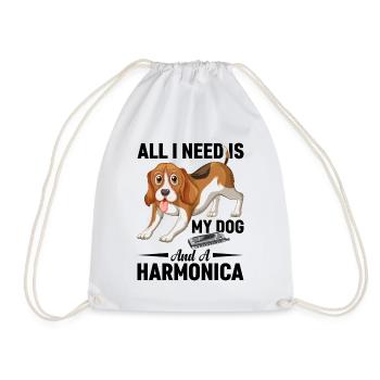 All I Need Is My Dog And A Harmonica - Turnbeutel - Weiß - Vorne
