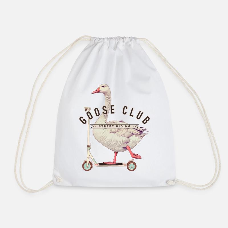 Giant Goose Skateboard Street Style Design - Drawstring Bag - white