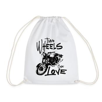Two Wheels One Love Motorcycle Biker Motorcyclist - Drawstring Bag - white - Front
