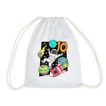 10 Birthday Boy Astronaut Rocket - Dix ans - Sac de sport léger - blanc - Devant