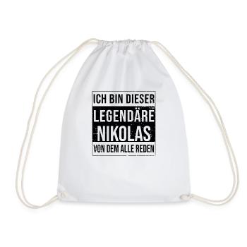 I'm this legendary for Nikolas - Drawstring Bag - white - Front