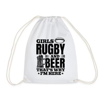 Girls Rugby et bière, c’est pour ça que je suis là - Rugby - Sac de sport léger - blanc - Devant