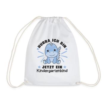 Hooray I'm now a kindergartner dino - Drawstring Bag - white - Front