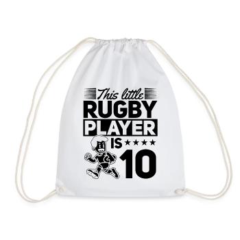 This little Rugby player is 10 Years 10th Birthday - Turnbeutel - Weiß - Vorne