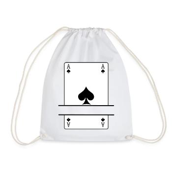 Playing Card Ace of Spades with Banner Space - Drawstring Bag - white - Front