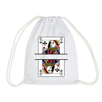 Playing card queen of clubs with banner space - Drawstring Bag - white - Front