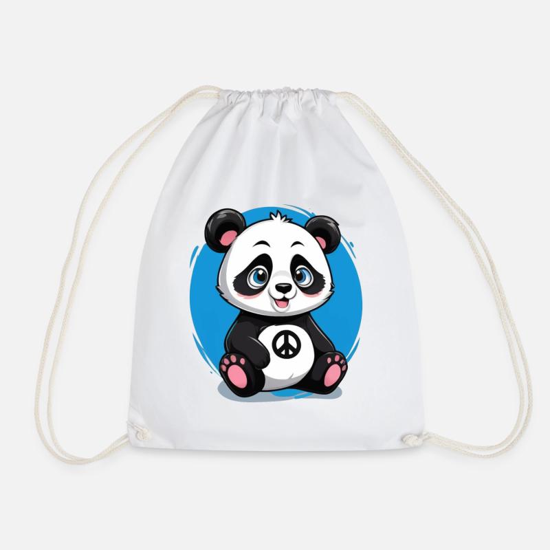 Süßer und Friedliebender Panda - Turnbeutel - Weiß