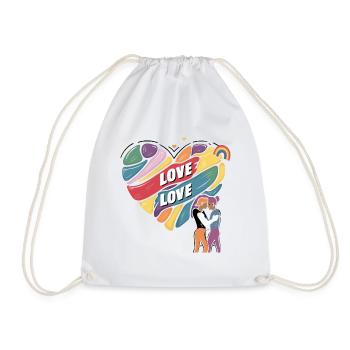 Love is Love – LGBTQIA+ Pride Herz Design - Turnbeutel - Weiß - Vorne