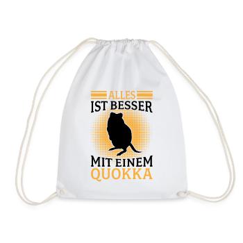 Quokka Beuteltier Alles besser mit Quokka - Turnbeutel - Weiß - Vorne