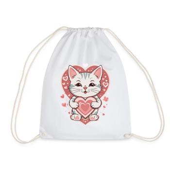 Love Cat , Katze - Turnbeutel - Weiß - Vorne