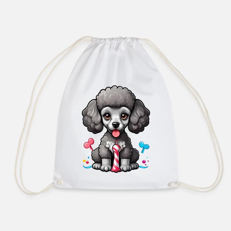 Playful Black Poodle - Turnbeutel - Weiß