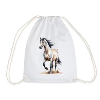 Watercolor Horse Captures the Wind - Drawstring Bag - white - Front