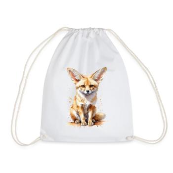 Big Ears & Big Charm: Watercolor Fennec Fox - Drawstring Bag - white - Front