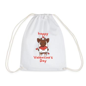 Okapi zum Valentinstag süße Tiere mit Herzen - Turnbeutel - Weiß - Vorne
