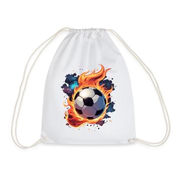 Ballon de football volant avec des flammes. - Sac de sport léger - blanc - Devant