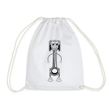 Funny Piston Mechanic - Drawstring Bag - white - Front